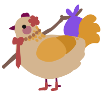 A beige and orange chicken with a neck-speckle pattern