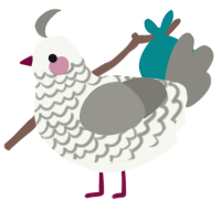 A white and ash chicken with a lace pattern