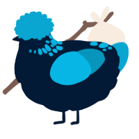 A tumblr and cerulean chicken with a neck-speckle pattern