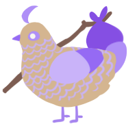 A beige and lilac chicken with a lace pattern