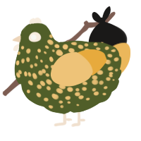 A olive and honey chicken with a speckle pattern