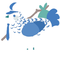 Aves, a mist and ultramarine chicken with a half-lace pattern