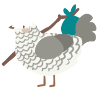 A white and ash chicken with a lace pattern
