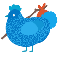 A sapphire and sky chicken with a double-lace pattern