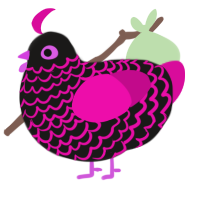 Trance, a sable and fuchsia chicken with a lace pattern