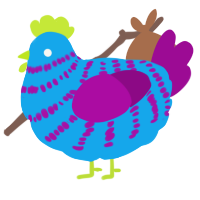A sky and plum chicken with a bar pattern