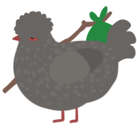 A grey chicken with a speckle pattern