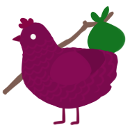 A wine chicken with a lace pattern