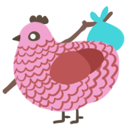 A pink and red chicken with a lace pattern