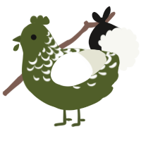 A olive and white chicken with a half-lace pattern