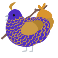 A indigo and gold chicken with a lace pattern