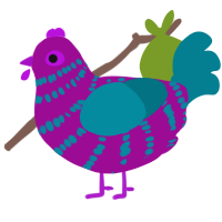 A plum and sea chicken with a bar pattern