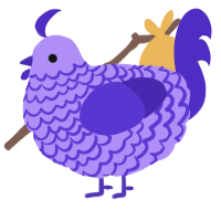 A lilac and indigo chicken with a lace pattern