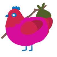 Aggressive Cherry, a fuchsia and crimson chicken with a head pattern