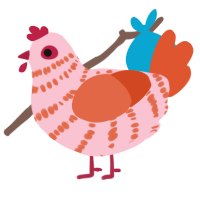 A rose and vermilion chicken with a bar pattern