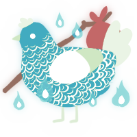 A sea and gluppy chicken with a double-lace pattern