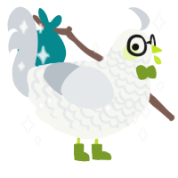 Sprite, a white and mist chicken with a lace pattern