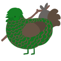 A leaf and bark chicken with a lace pattern