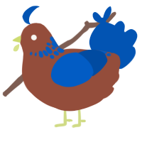 A russet and ultramarine chicken with a neck-speckle pattern