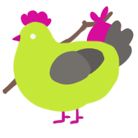 A lime and grey chicken