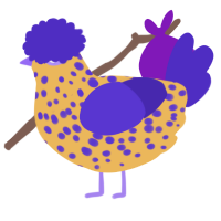 A honey and indigo chicken with a speckle pattern