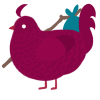 A maroon chicken with a lace pattern