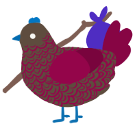 pain turd, a bark and maroon chicken with a double-lace pattern