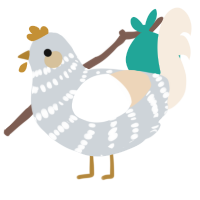 A mist and cream chicken with a bar pattern