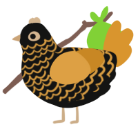 A black and orange chicken with a lace pattern
