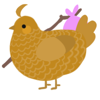 A ochre and gold chicken with a lace pattern
