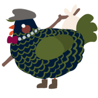 A tumblr and olive chicken with a lace pattern