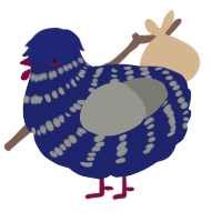 A navy and ash chicken with a bar pattern