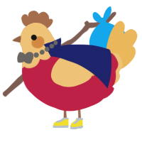 A crimson and honey chicken with a head pattern