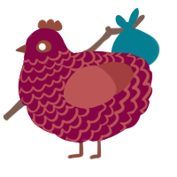 A maroon and red chicken with a lace pattern