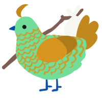 A spring and ochre chicken with a lace pattern