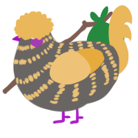 A grey and honey chicken with a bar pattern