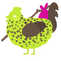 A lime and bark chicken with a speckle pattern
