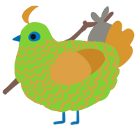 A grass and orange chicken with a lace pattern