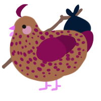 A brown and wine chicken with a speckle pattern
