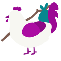 Seraphine, a white and plum chicken
