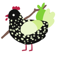 A black and apple chicken with a speckle pattern
