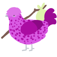A orchid and plum chicken with a speckle pattern