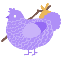 A lilac chicken with a lace pattern