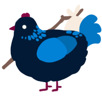 A tumblr and sapphire chicken with a neck-speckle pattern