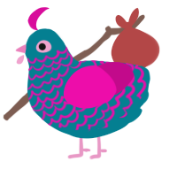 spidertit, a sea and fuchsia chicken with a lace pattern