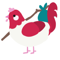 A white and crimson chicken with a head pattern