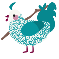 A white and teal chicken with a double-lace pattern