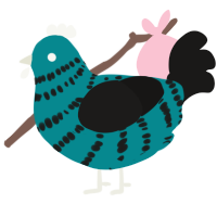 A teal and sable chicken with a bar pattern