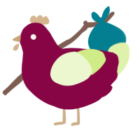 A maroon and apple chicken