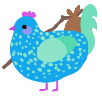 A sky and mint chicken with a speckle pattern